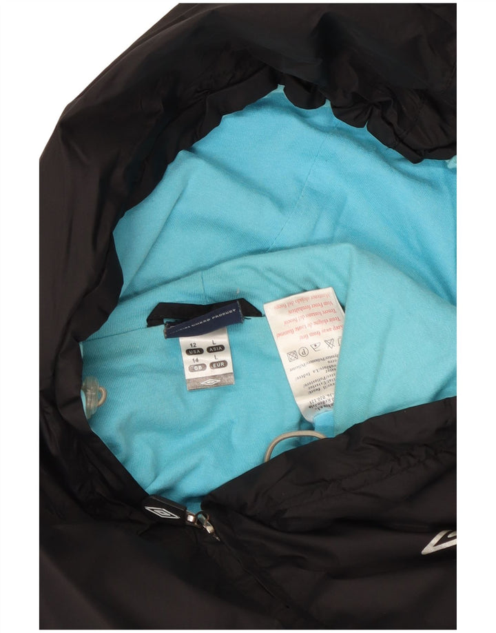 Umbro Womens Hooded Windbreaker Jacket UK 14 Medium Black Polyester