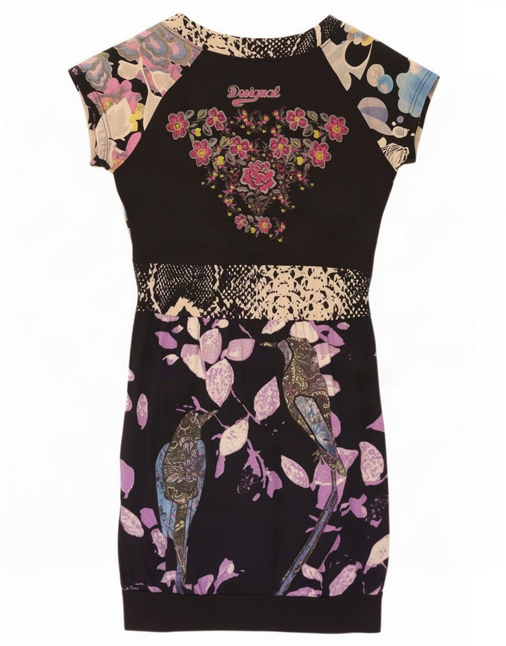 Desigual Womens Abstract Pattern Bubble Dress UK 14 Large Navy Blue Cotton