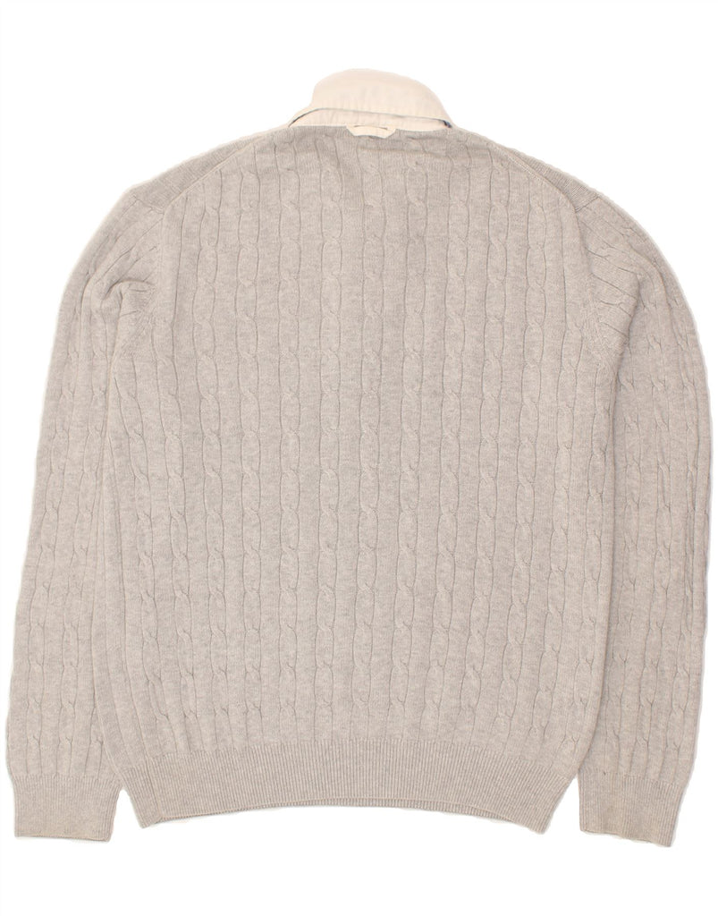 GANT Mens Polo Neck Jumper Sweater Large Grey Cotton | Vintage Gant | Thrift | Second-Hand Gant | Used Clothing | Messina Hembry 