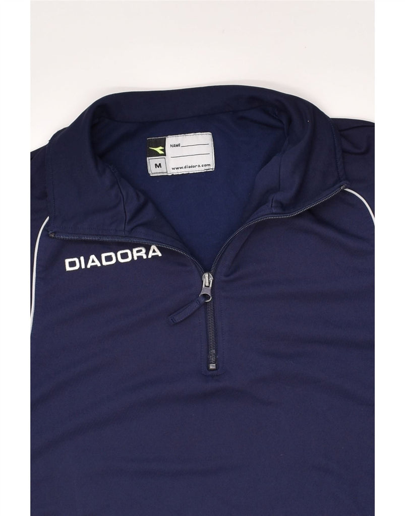 DIADORA Mens Zip Neck Sweatshirt Jumper Medium Navy Blue Polyester | Vintage Diadora | Thrift | Second-Hand Diadora | Used Clothing | Messina Hembry 