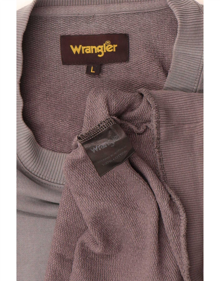 Wrangler Mens Graphic Sweatshirt Jumper Large Grey Cotton