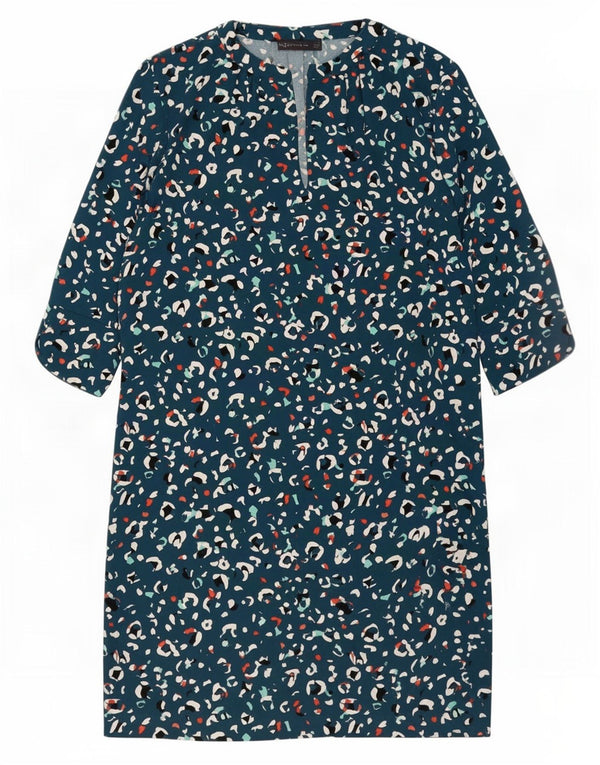 Marks & Spencer Womens Shift Dress UK 12 Medium Blue Animal Print