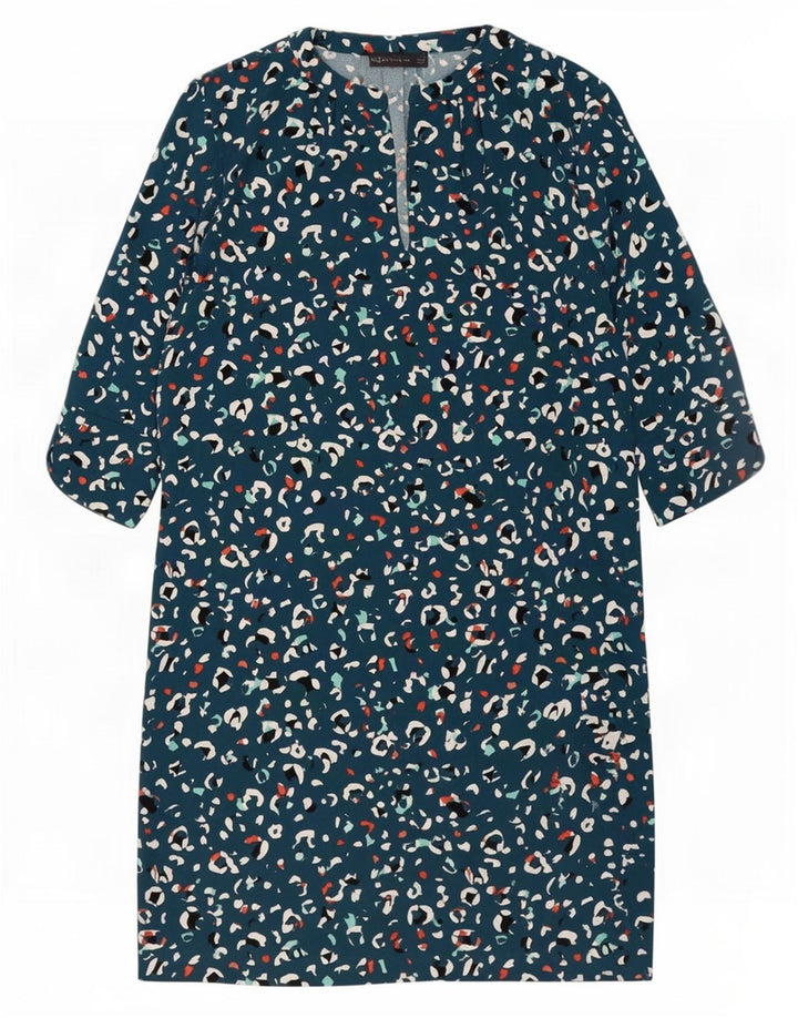 Marks & Spencer Womens Shift Dress UK 12 Medium Blue Animal Print