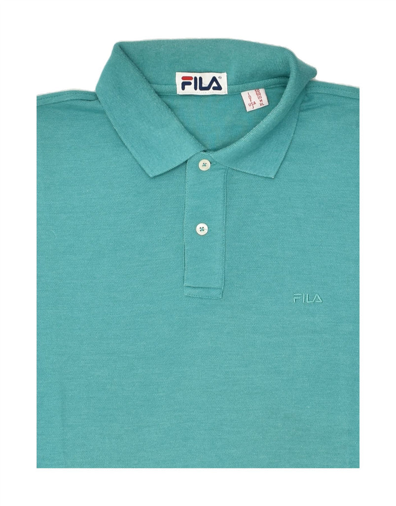 FILA Mens Polo Shirt Medium Turquoise Cotton | Vintage Fila | Thrift | Second-Hand Fila | Used Clothing | Messina Hembry 