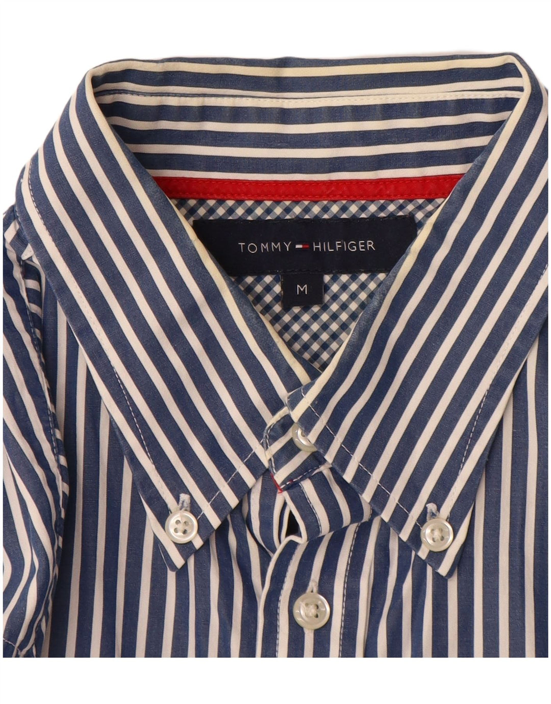 Tommy Hilfiger Mens Shirt Medium Blue Pinstripe Cotton