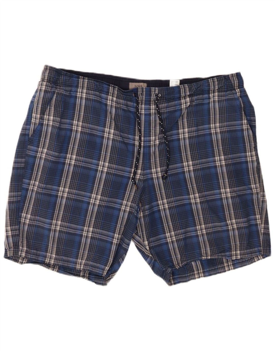 Marks & Spencer Mens Swimming Shorts 2XL  Blue Check Cotton