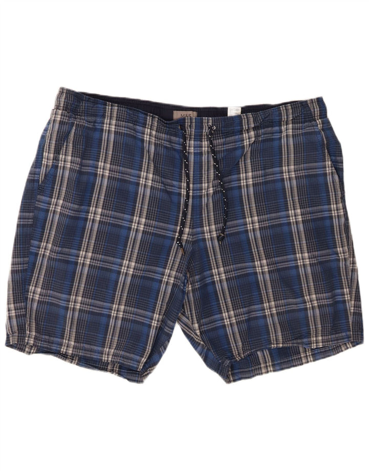 Marks & Spencer Mens Swimming Shorts 2XL  Blue Check Cotton