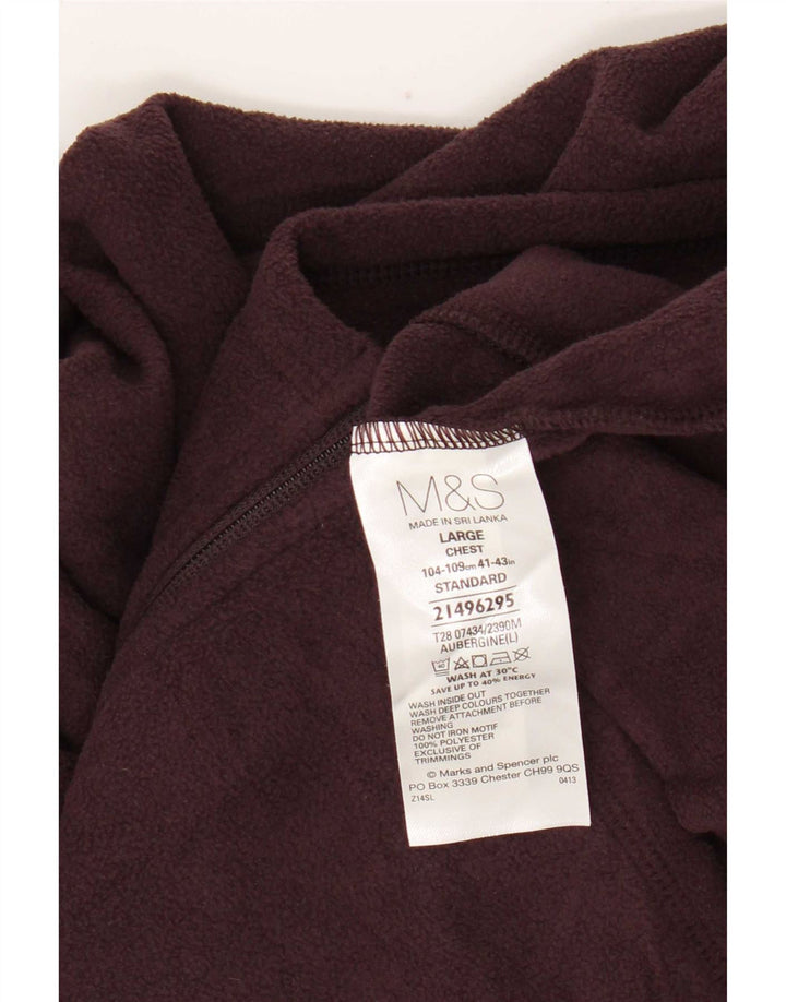 Marks & Spencer Mens Standard Fleece Jacket UK 40 Large Burgundy Polyester