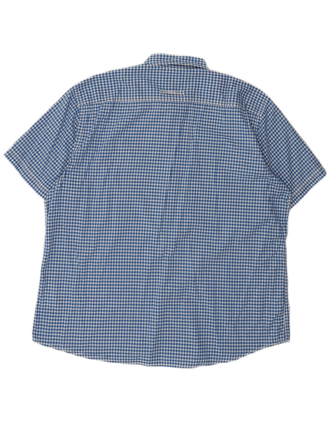 Camel Active Mens Short Sleeve Regular Fit Shirt 2XL Blue Gingham Cotton