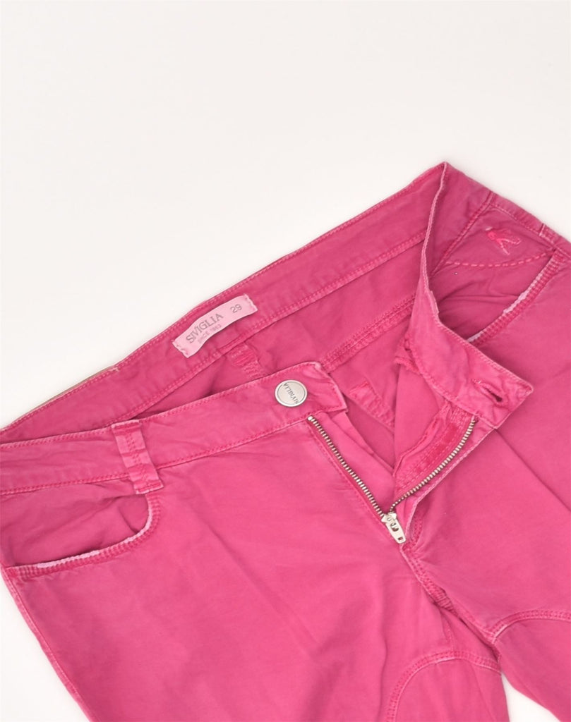 SIVIGLIA Womens Straight Casual Trousers W29 L34 Pink Cotton | Vintage SIVIGLIA | Thrift | Second-Hand SIVIGLIA | Used Clothing | Messina Hembry 