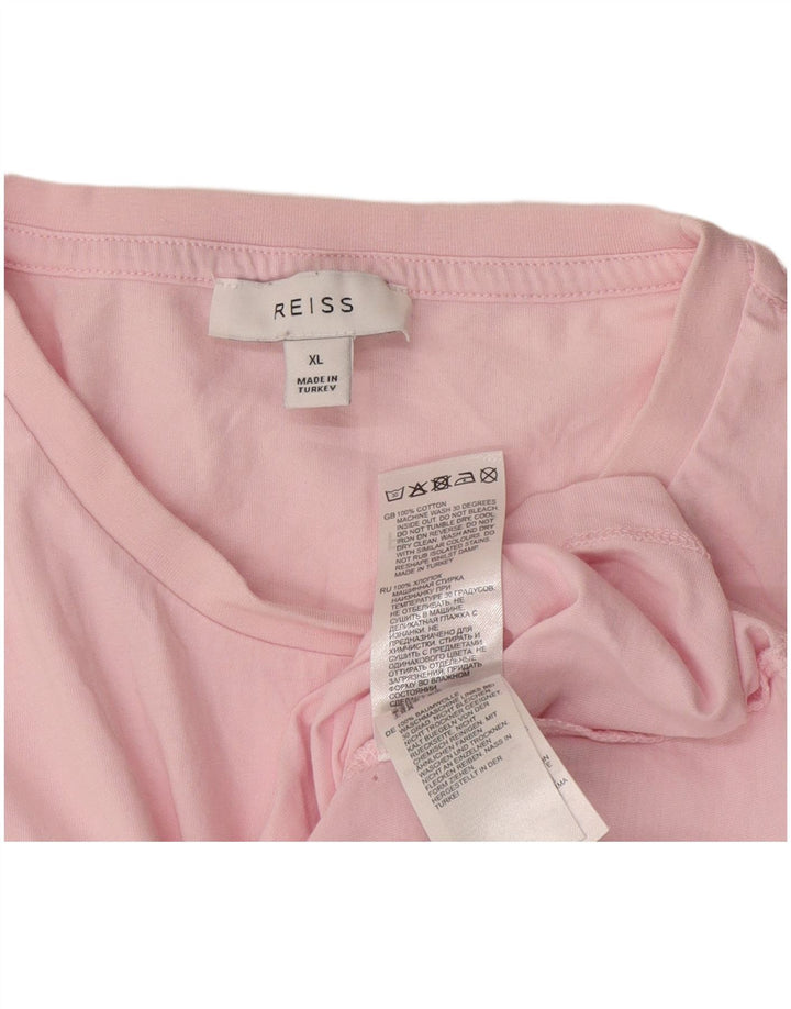 Reiss Mens T-Shirt Top XL Pink Cotton