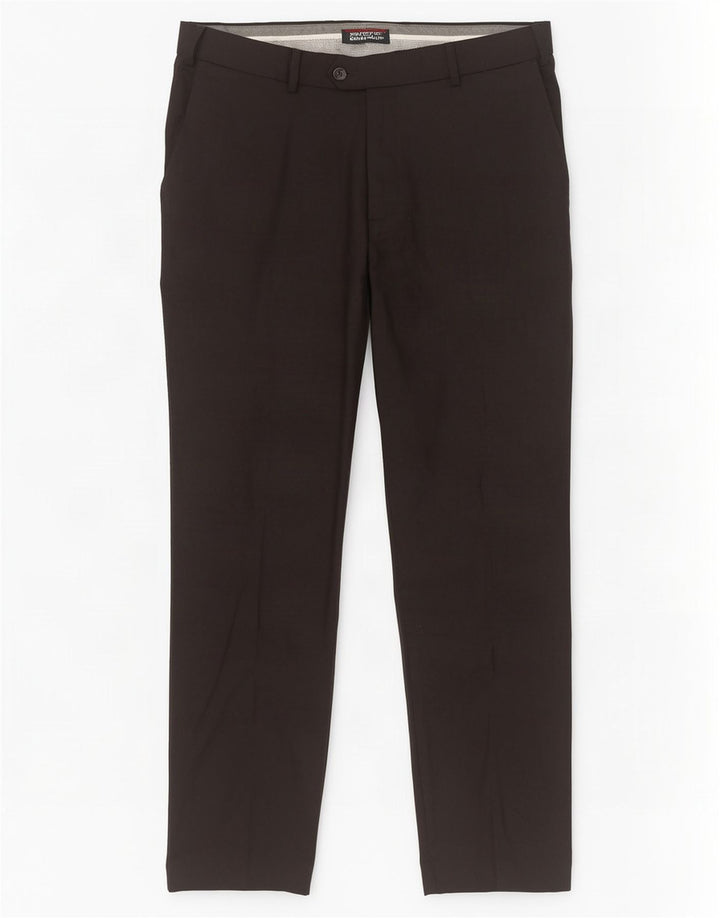 Marks & Spencer Mens Tailored Fit Straight Suit Trousers W38 L31 Black Wool