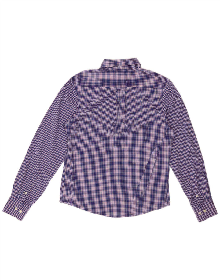 IZOD Mens Slim Fit Shirt Small Blue Gingham Cotton