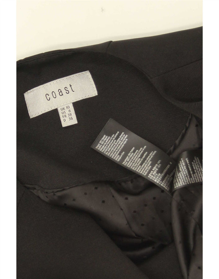Coast Womens 3/4 Sleeve Crop Blazer Jacket UK 10 Small Black Polyester
