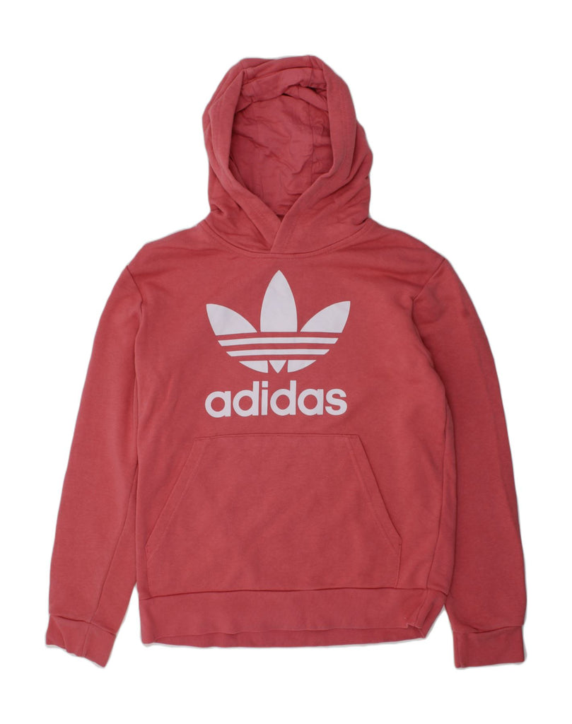 ADIDAS Girls Graphic Hoodie Jumper 12-13 Years Red Cotton | Vintage Adidas | Thrift | Second-Hand Adidas | Used Clothing | Messina Hembry 