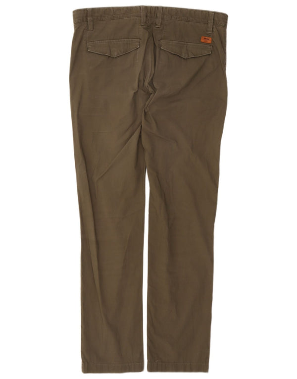 Timberland Mens Slim Chino Trousers W34 L32 Green Cotton