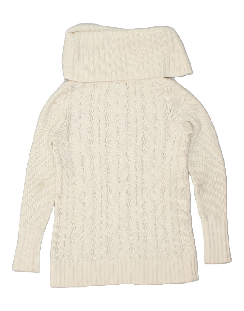 TOMMY HILFIGER Womens Roll Neck Jumper Sweater UK 6 XS Off White Lambswool Vintage Tommy Hilfiger and Second-Hand Tommy Hilfiger from Messina Hembry 