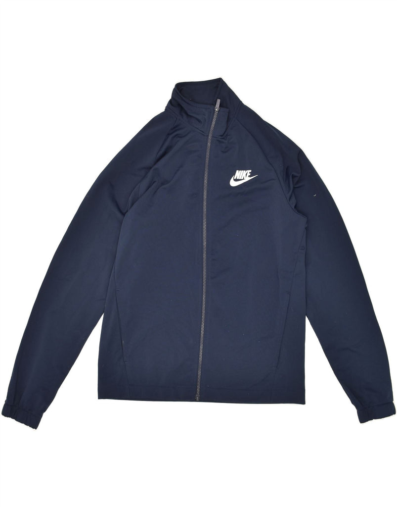 NIKE Mens Graphic Tracksuit Top Jacket Medium Navy Blue Polyester Vintage Nike and Second-Hand Nike from Messina Hembry 