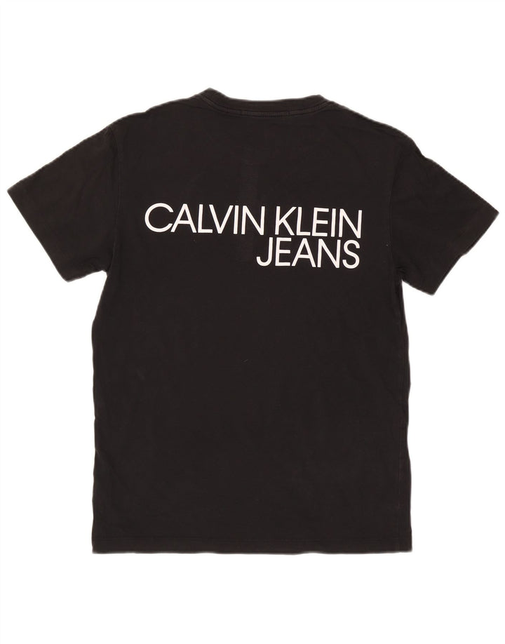 CALVIN KLEIN JEANS Mens Graphic T-Shirt Top Small Black Cotton