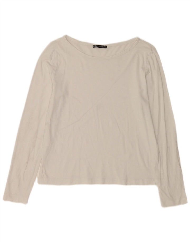 Zara Womens Top Long Sleeve UK 14 Medium White