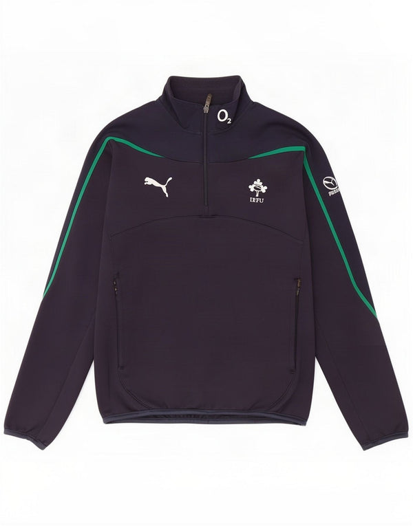 Puma Mens IRFU Zip Neck Sweatshirt Jumper Small Navy Blue Polyester