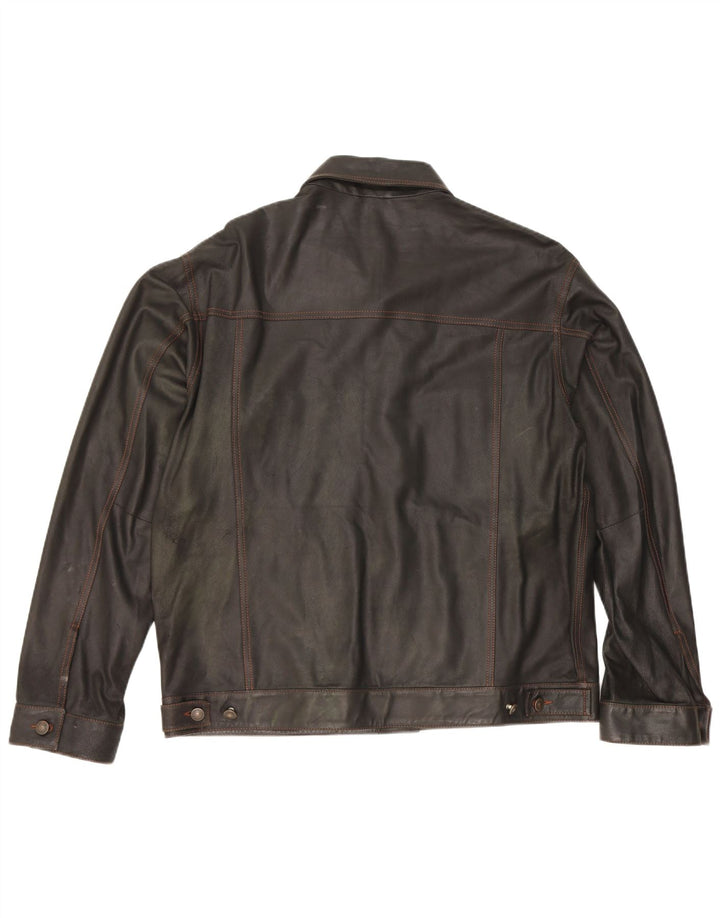 Vintage Mens Leather Jacket IT 52 XL Black