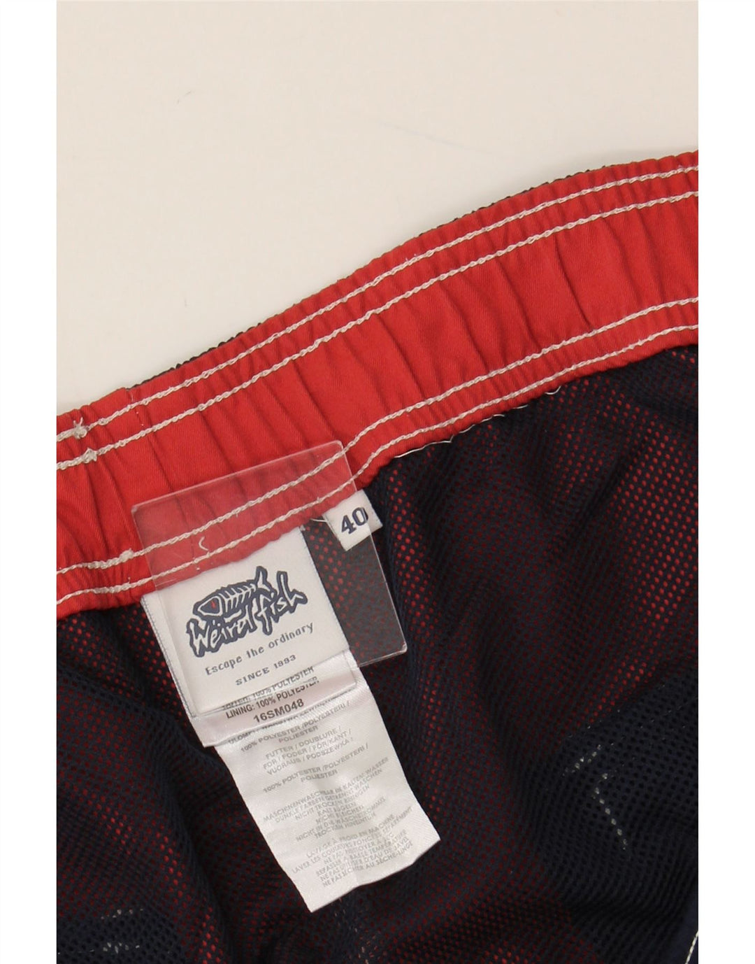 WEIRD FISH Mens Graphic Swimming Shorts XL  Navy Blue Colourblock