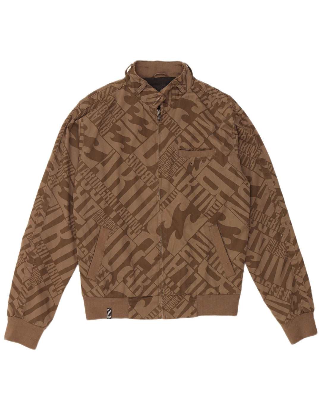 BILLABONG Mens Graphic Bomber Jacket UK 36 Small Brown Polyester