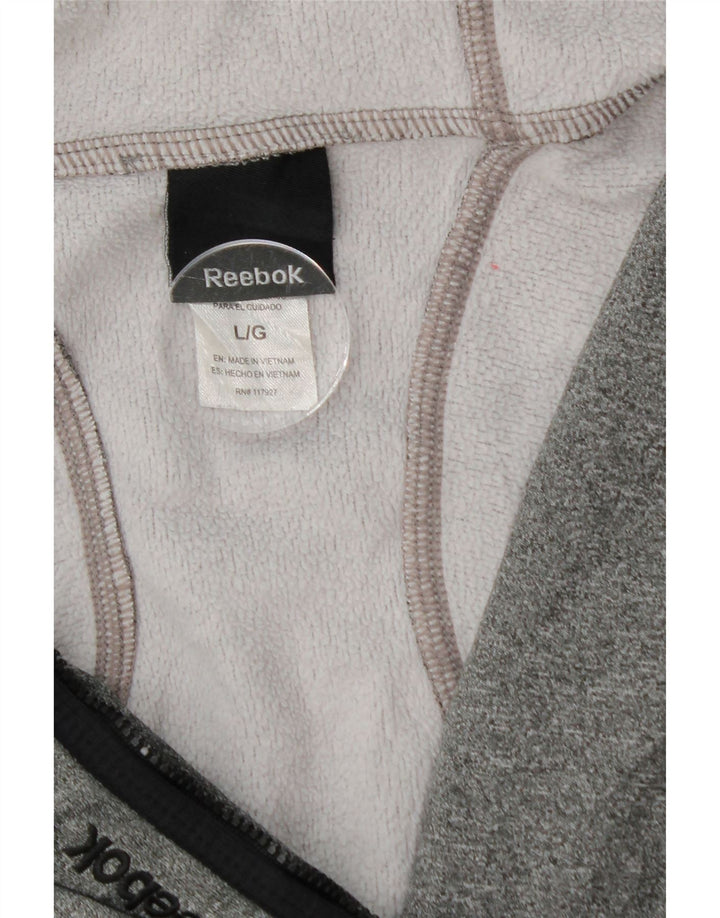 REEBOK Womens Grant Fit Zip Hoodie Sweater UK 16 Large Grey Polyester Vintage Reebok and Second-Hand Reebok from Messina Hembry 