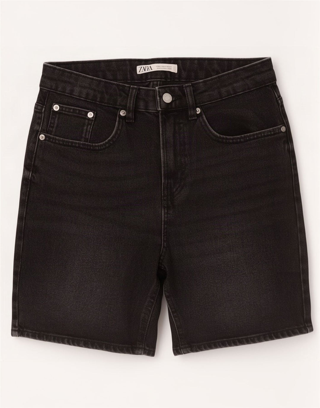 Zara Mens Denim Shorts EU 40 Medium W30 Black Cotton