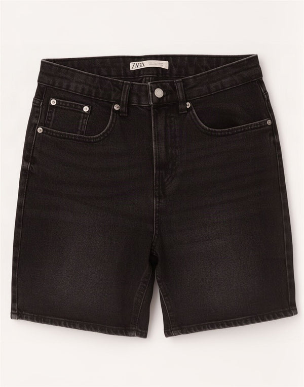 Zara Mens Denim Shorts EU 40 Medium W30 Black Cotton
