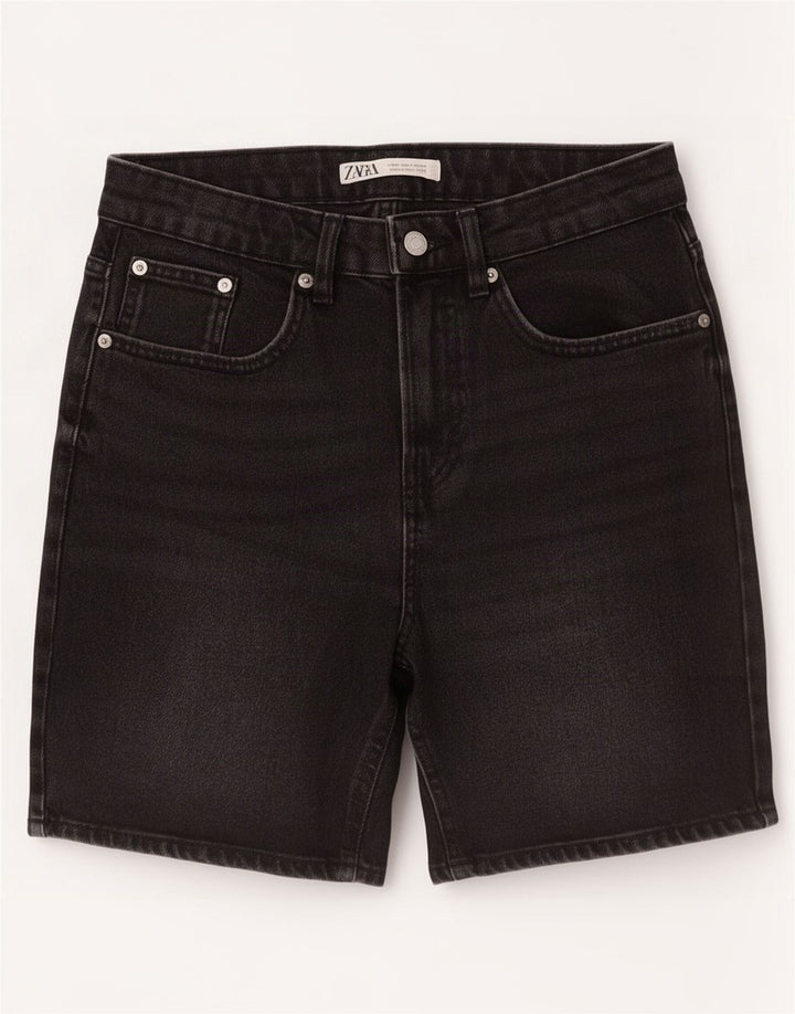 Zara Mens Denim Shorts EU 40 Medium W30 Black Cotton