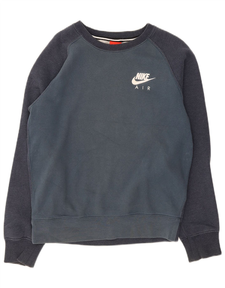 Nike Mens Sweatshirt Jumper Small Navy Blue Colourblock Cotton