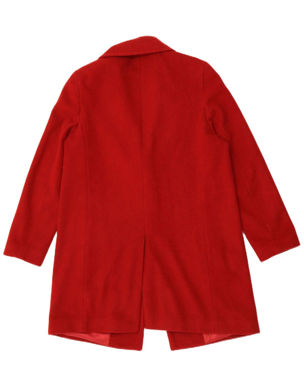 Jaeger Womens Overcoat UK 12 Medium Red Wool