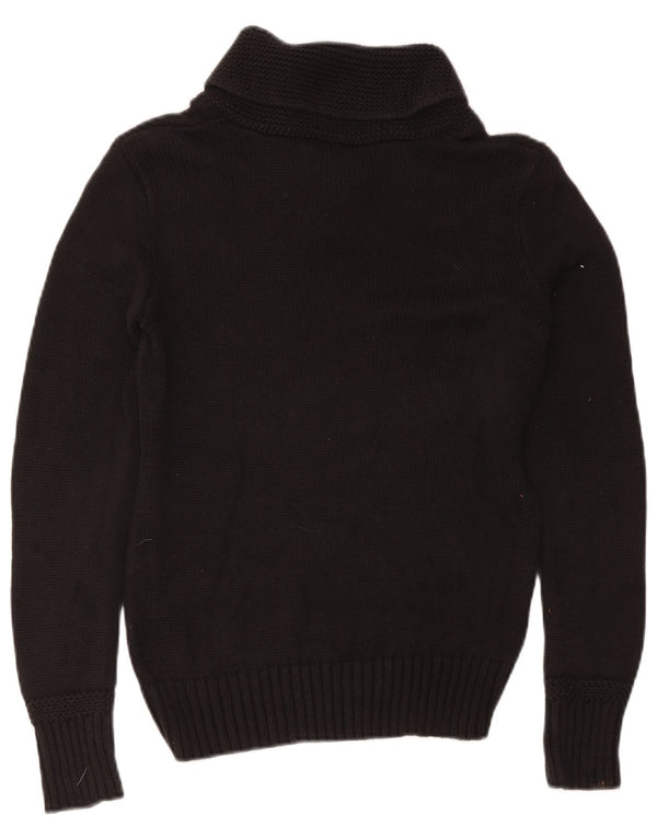 Ralph Lauren Womens Shawl Neck Jumper Sweater UK 12 Medium Black Cotton