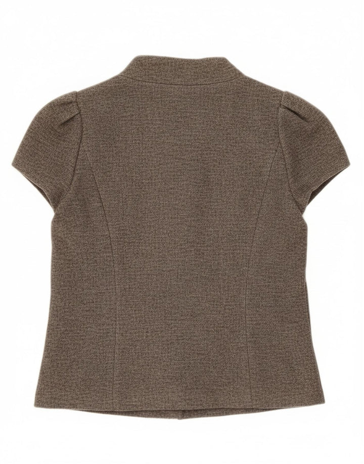 Rene Lezard Womens Short Sleeve Blazer Jacket EU 36 Small Grey Wool