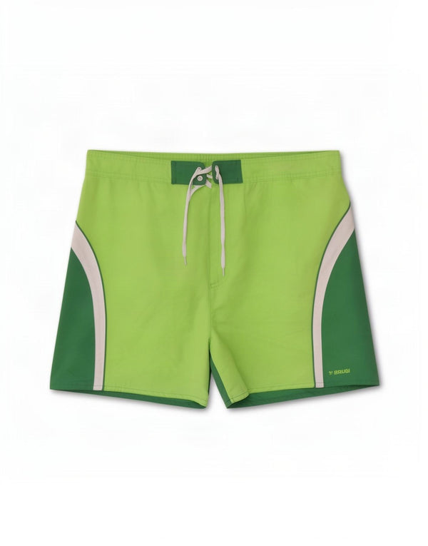 Brugi Mens Swimming Shorts XL Green Colourblock Polyester
