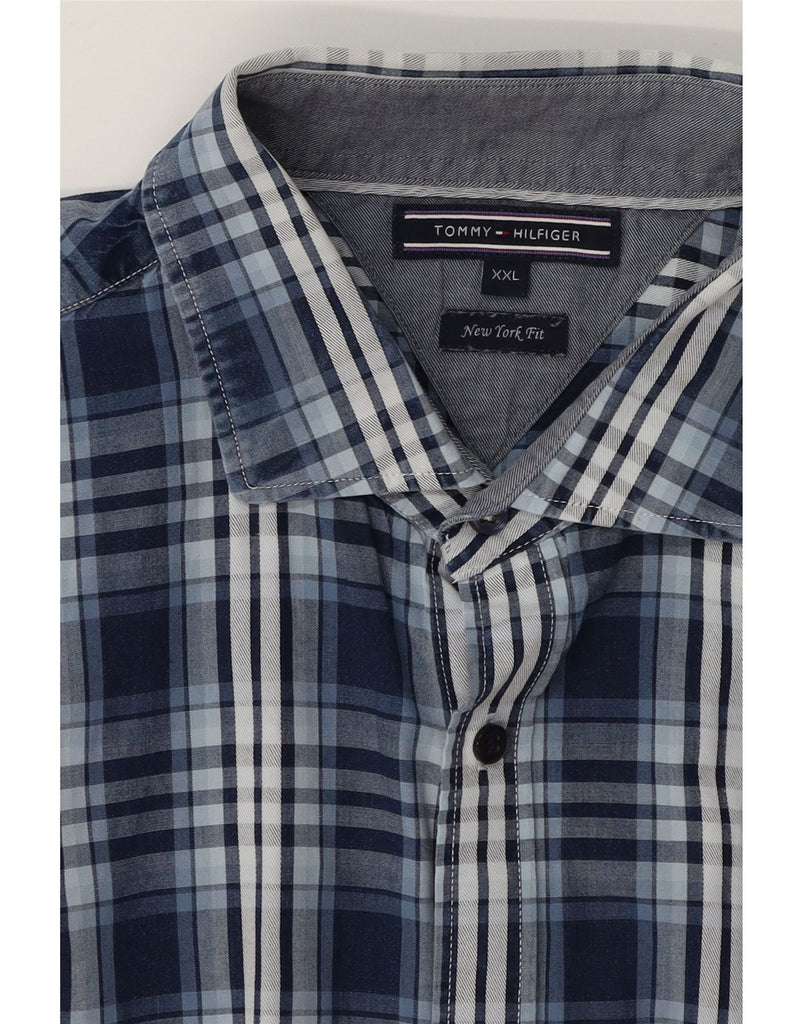 TOMMY HILFIGER Mens New York Fit Shirt 2XL Blue Check Cotton Vintage Tommy Hilfiger and Second-Hand Tommy Hilfiger from Messina Hembry 