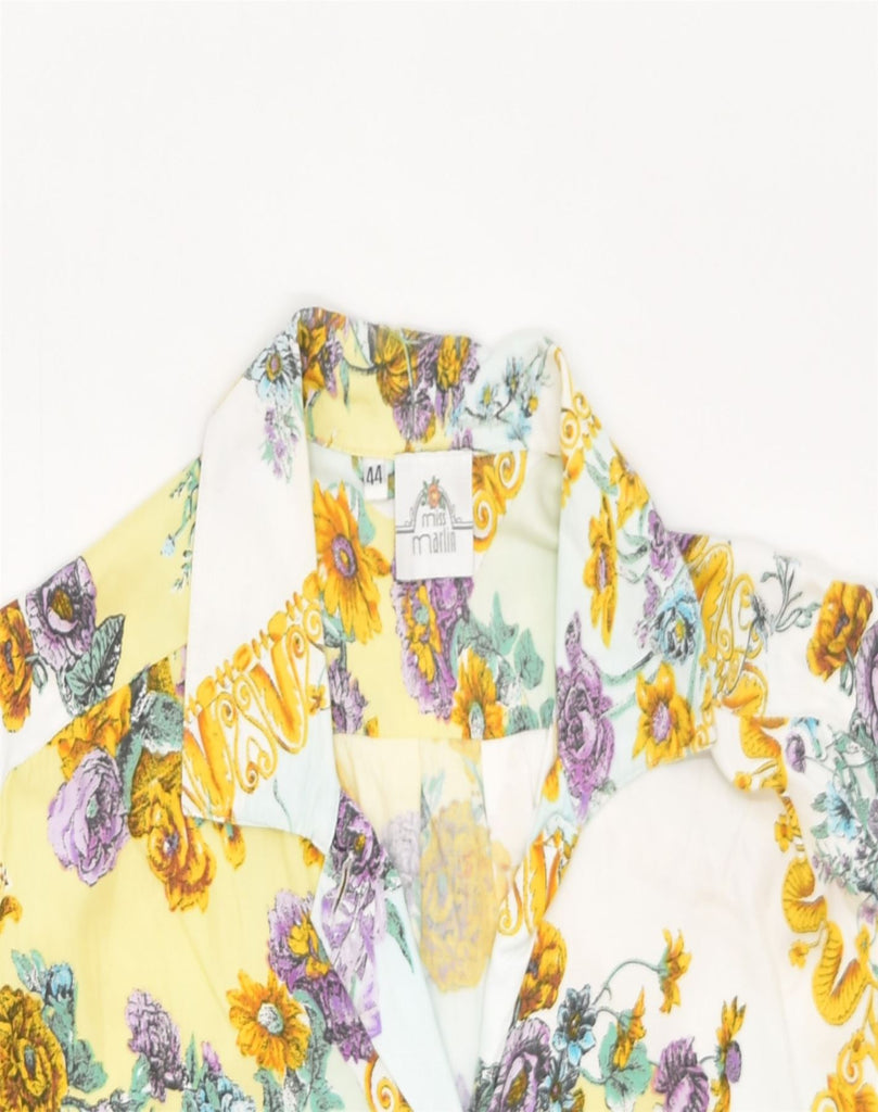 VINTAGE Womens Oversized Short Sleeve Shirt Blouse EU 44 XL Yellow Floral | Vintage | Thrift | Second-Hand | Used Clothing | Messina Hembry 