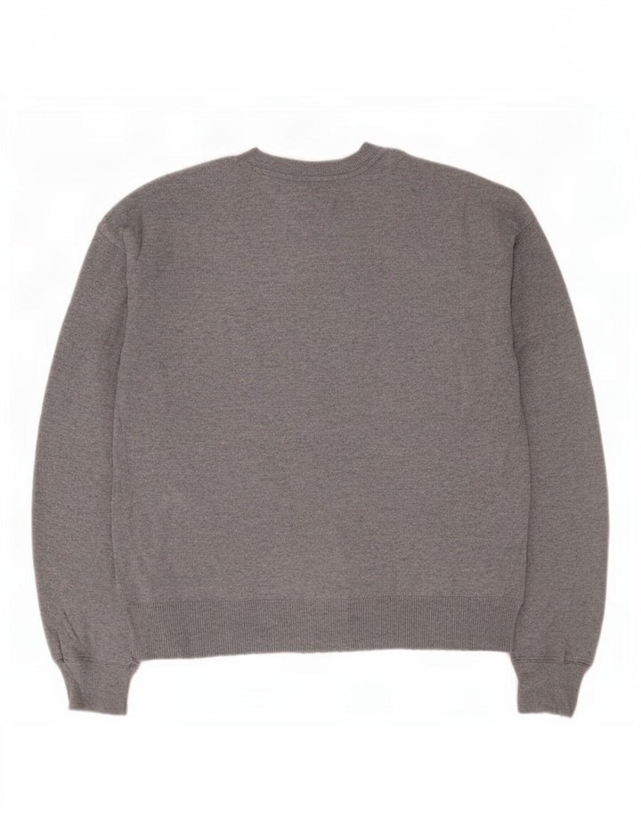 Oasis Womens Graphic Oversized Crew Neck Jumper Sweater UK 10 Small Grey