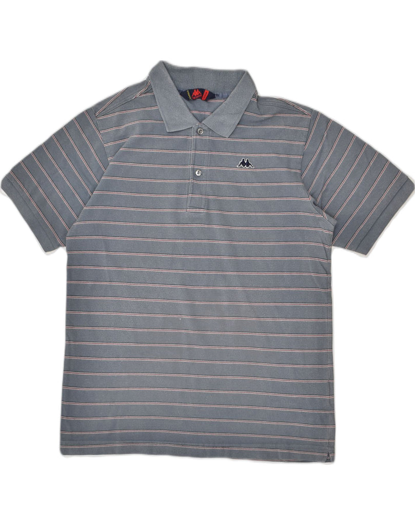 KAPPA Mens Polo Shirt Medium Grey Striped Cotton | Vintage Kappa | Thrift | Second-Hand Kappa | Used Clothing | Messina Hembry 