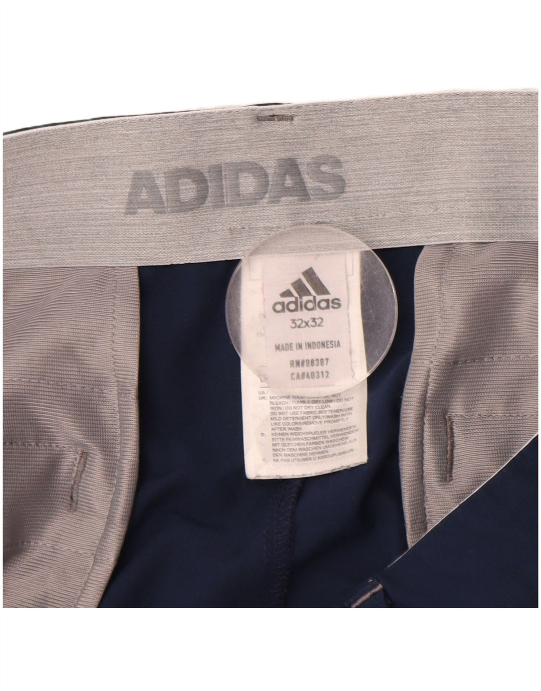 ADIDAS Mens Slim Chino Trousers W32 L32 Navy Blue Polyester