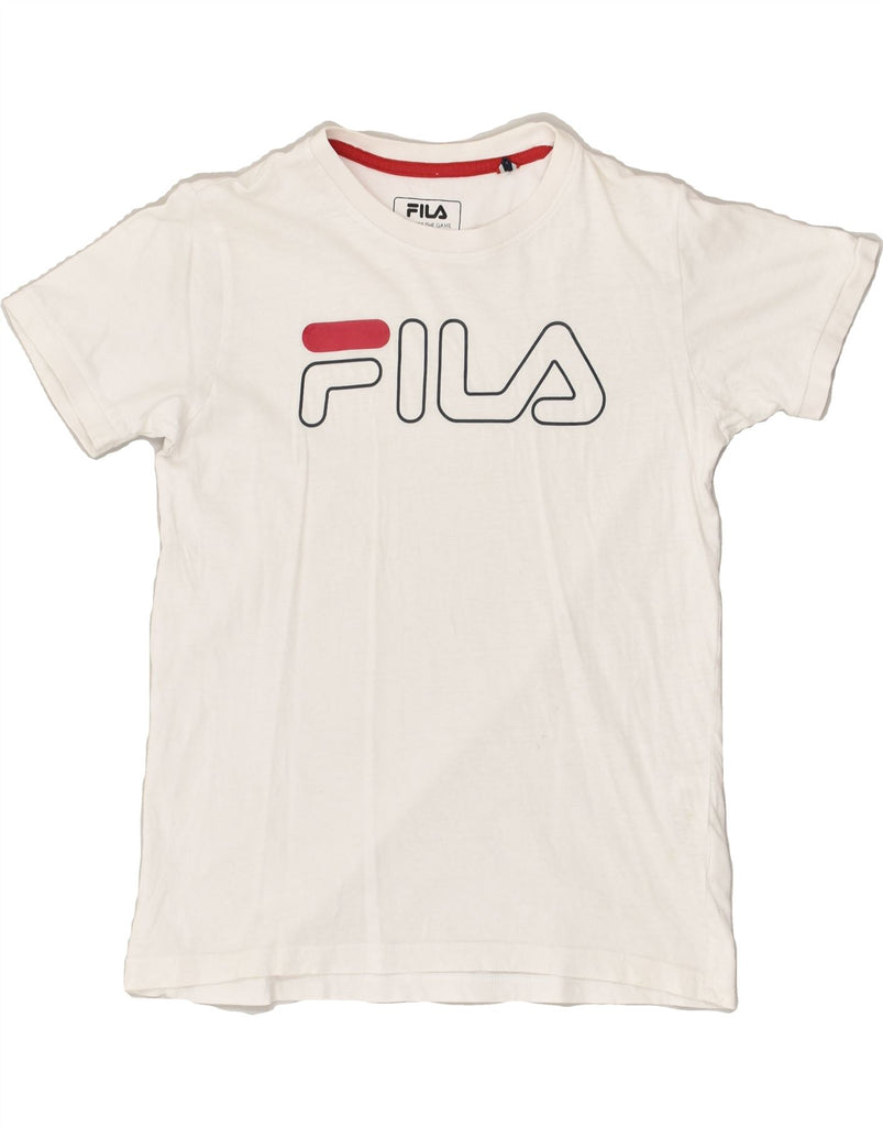 FILA Boys Graphic T-Shirt Top 11-12 Years White Cotton | Vintage Fila | Thrift | Second-Hand Fila | Used Clothing | Messina Hembry 