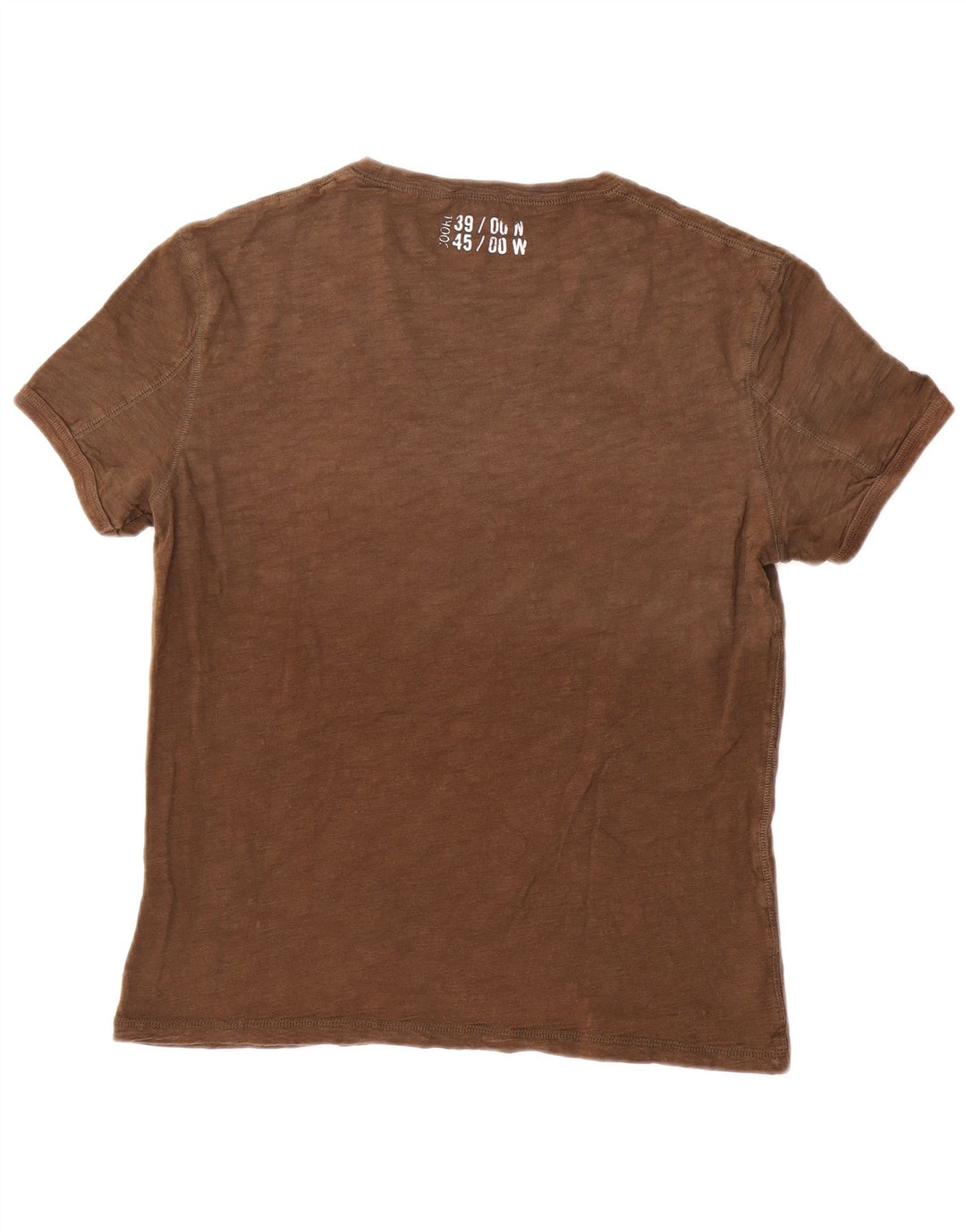 Gas Mens Graphic T-Shirt Top Medium Brown Cotton