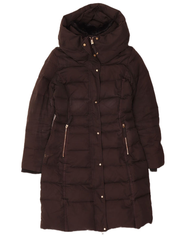 Zara Womens Hooded Padded Jacket UK 10 Small Black Polyester