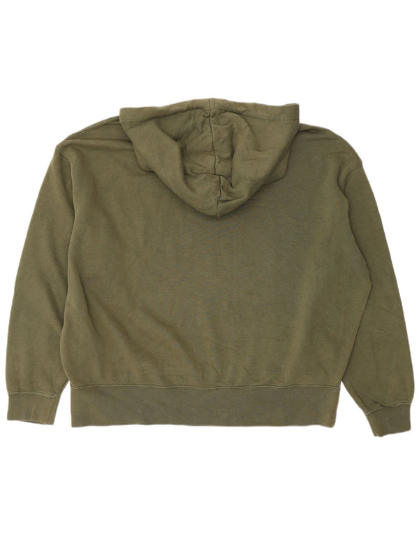 Nike Womens Oversized Hoodie Jumper UK 16 Large Khaki Cotton