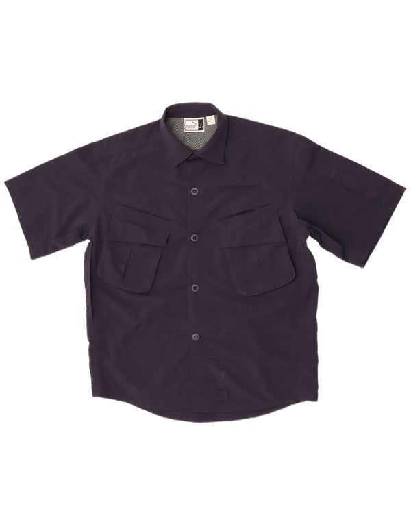 Puma Mens Short Sleeve Loose Fit Shirt Small Navy Blue Nylon