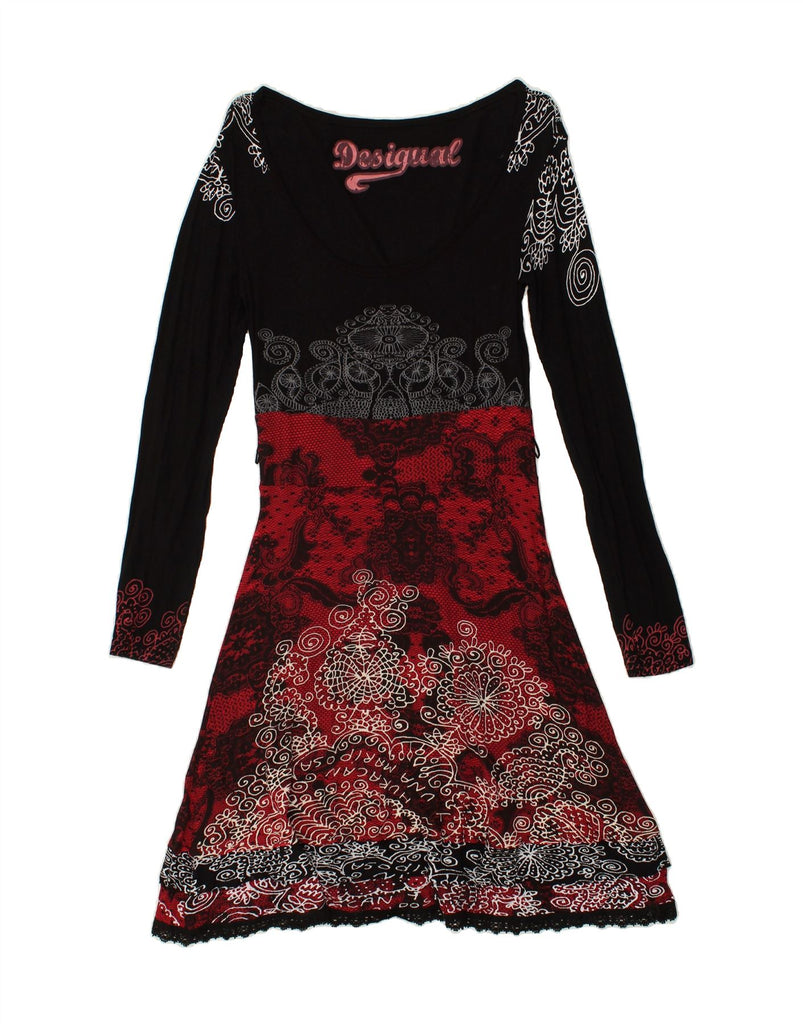 DESIGUAL Womens A-Line Dress UK 12 Medium Red Paisley | Vintage Desigual | Thrift | Second-Hand Desigual | Used Clothing | Messina Hembry 