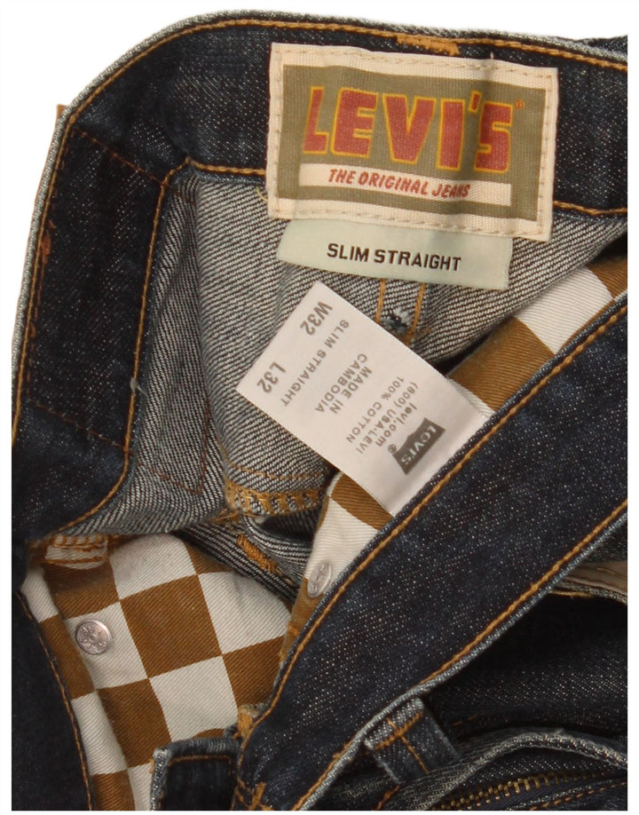 Levi's Mens Slim Straight Jeans W32 L32 Navy Blue Cotton