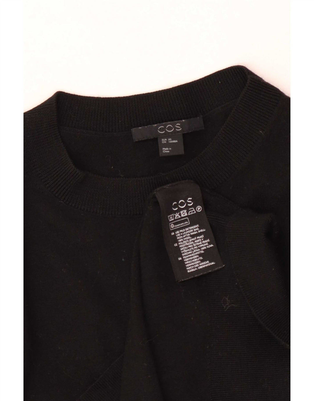 Cos Womens Crew Neck Jumper Sweater UK 6 XS Black Wool